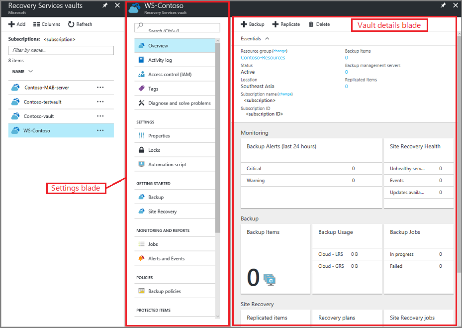 Screenshot che mostra come visualizzare la configurazione di archiviazione per il nuovo insieme di credenziali.