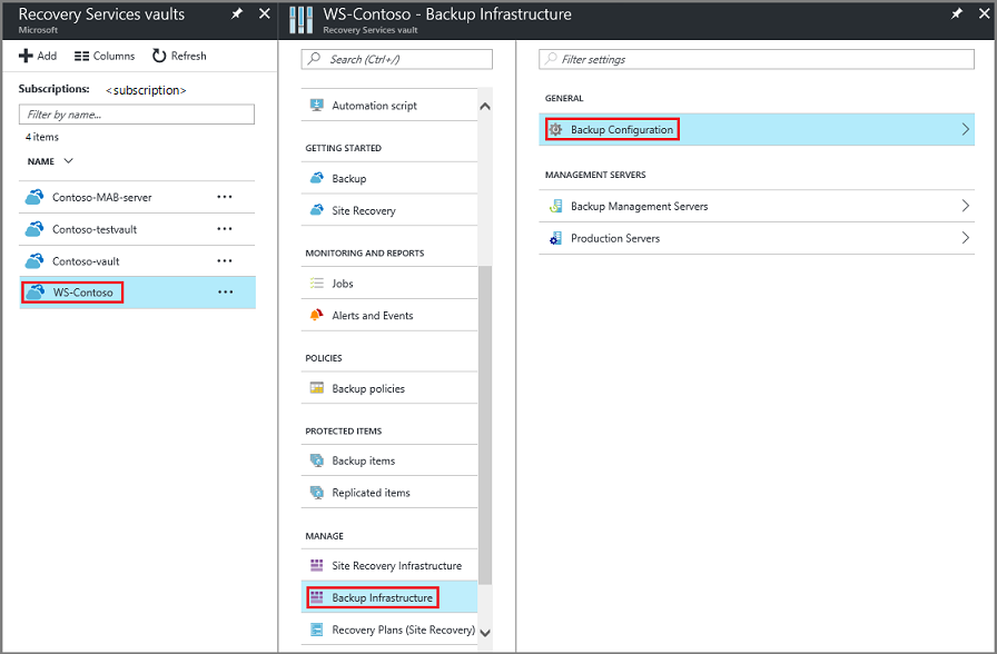 Screenshot che mostra come impostare la configurazione di archiviazione per il nuovo insieme di credenziali.