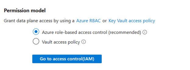 Screenshot of the two permission models available for your key vault.