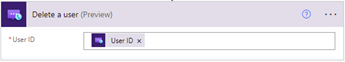 Screenshot che mostra l'input dell'azione delete user di Servizi di comunicazione di Azure Identity Connector.