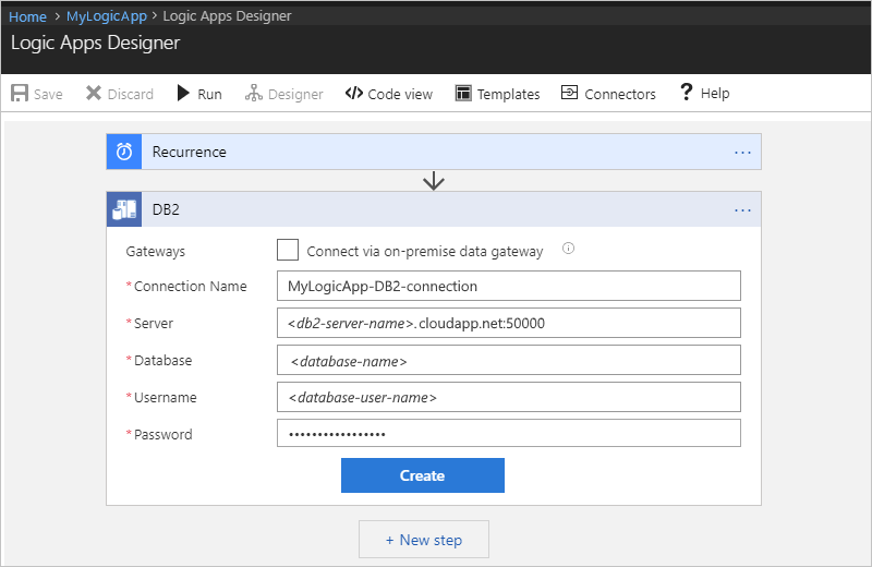 I dettagli di connessione per i database basati sul cloud