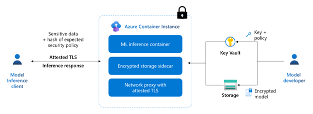 Screenshot di un modello di inferenza ML in Istanze di Azure Container.