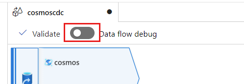 Screenshot dell'opzione Attiva/Disattiva per abilitare il debug del flusso di dati.