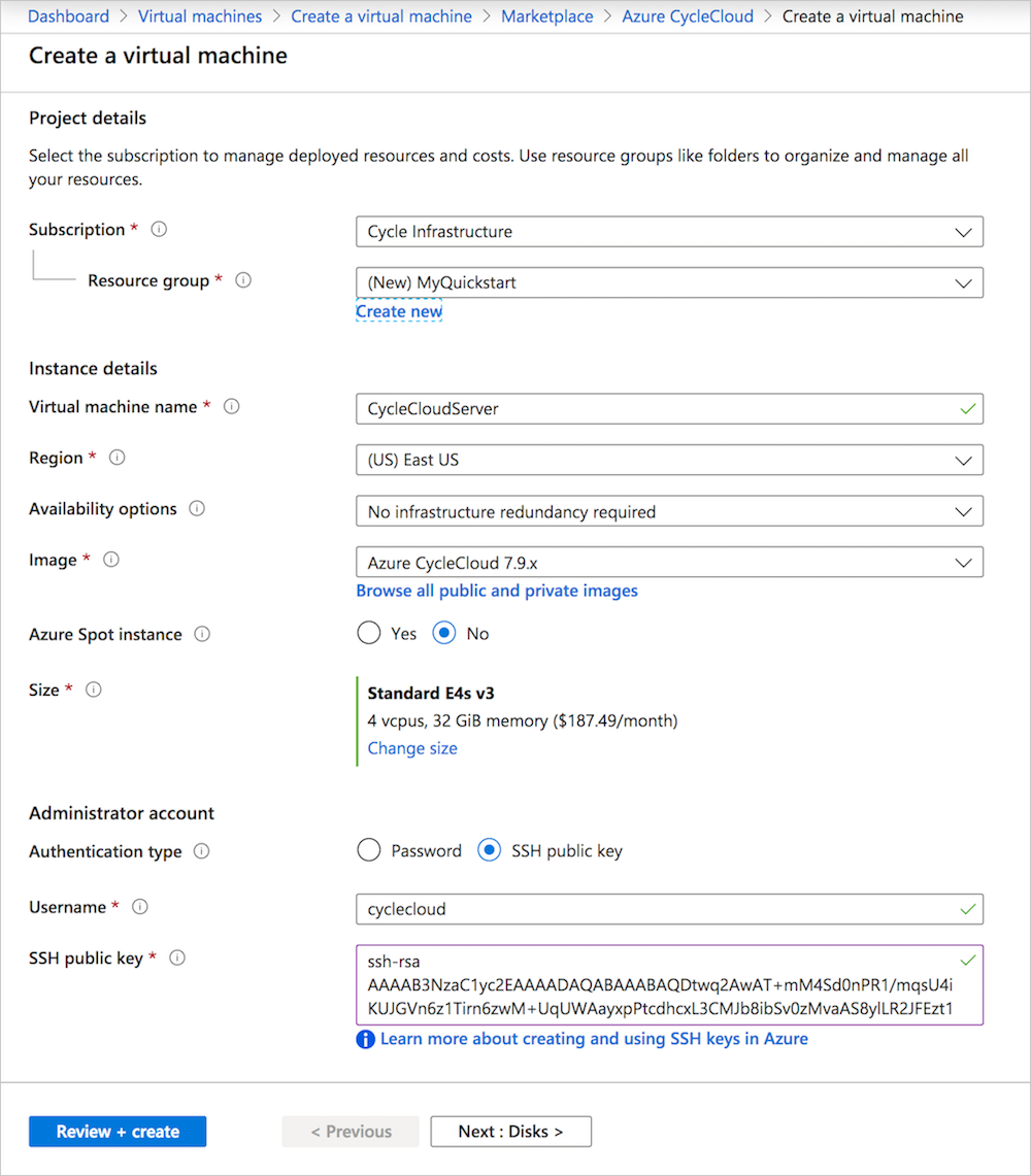 Personalizzare l'istanza di CycleCloud