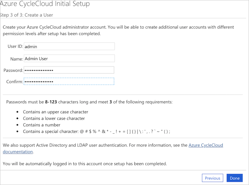 Configurazione dell'account amministratore