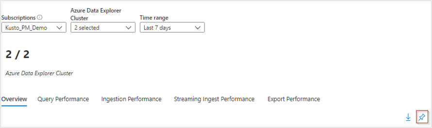 Screenshot dell'icona aggiungi al dashboard di Azure selezionata.