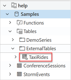  Screenshot che mostra la tabella esterna Taxi rides.