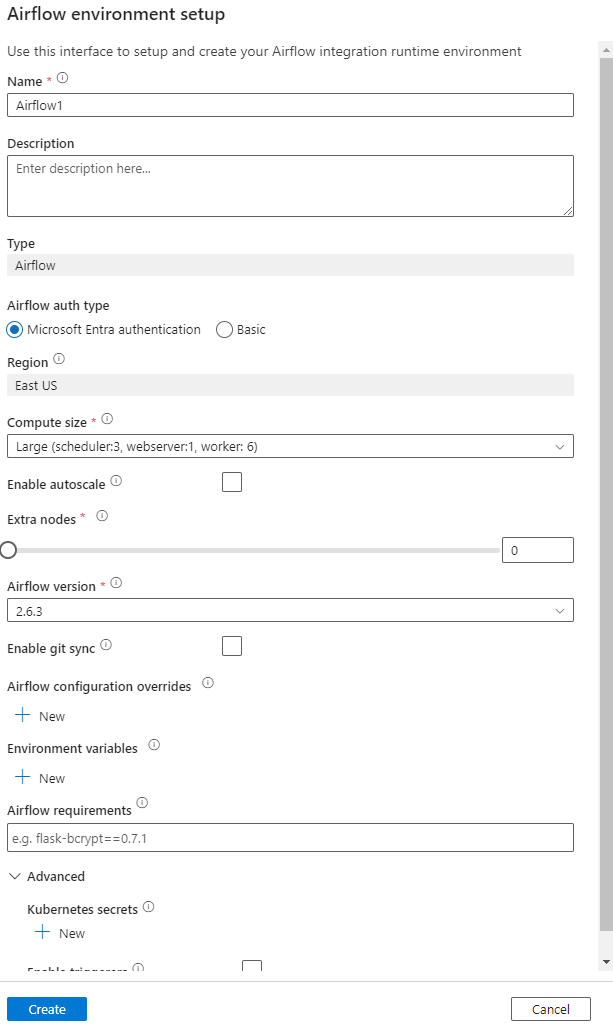 Screenshot che mostra alcuni dettagli dell'ambiente di Workflow Orchestration Manager.