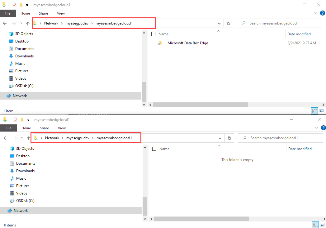 Connettersi alle condivisioni cloud locali e perimetrali Edge