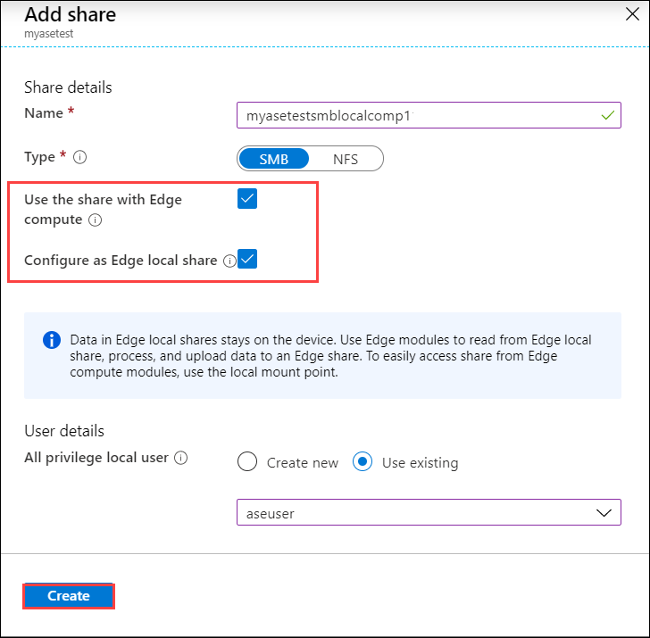 Aggiungere una condivisione locale Edge