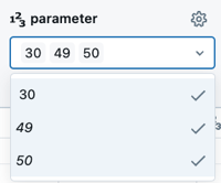 values predefinite sono set nell'editor. Più values sono selezionate e separate da uno spazio.