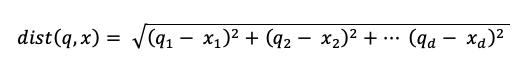 Distanza eucideana, radice quadrata della somma delle differenze quadrate