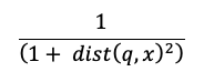 reciproco di 1 più la distanza quadrata