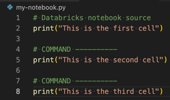 Un file di codice Python formattato come notebook di Databricks1