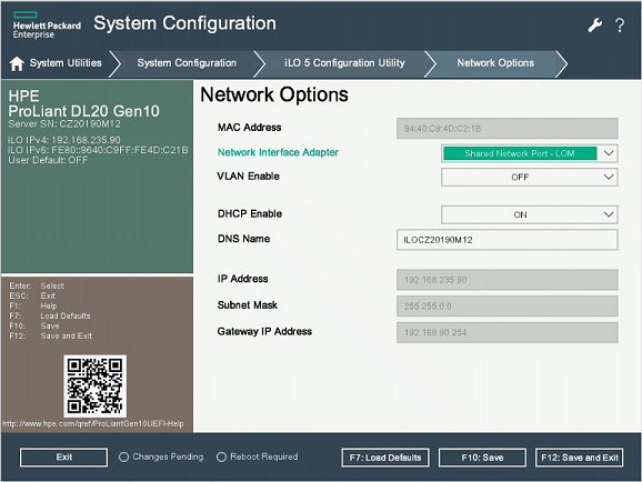 Screenshot che mostra la finestra Configurazione di sistema.