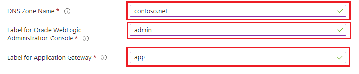 screenshot del portale di Azure che mostra i campi per le zone DNS figlie.