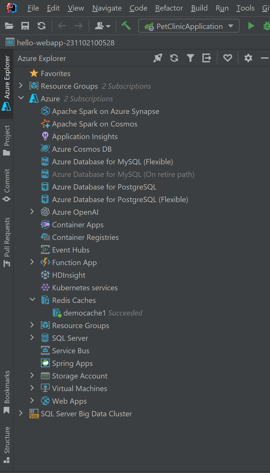 Redis Cache in Azure Explorer