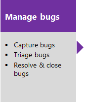 Diagramma intitolato Gestire bug immagine concettuale delle attività.