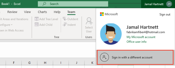 Screenshot che mostra la barra multifunzione del team di Excel, Scegli nuovo elenco.