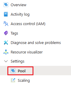 Screenshot del menu Impostazioni pool.