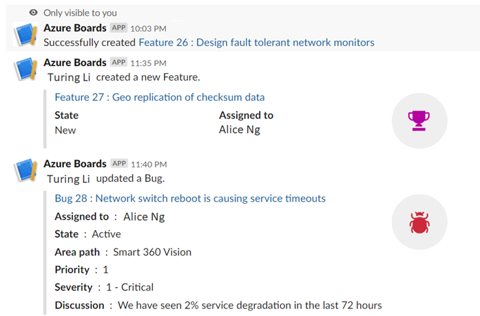 Azure Boards app for Slack.