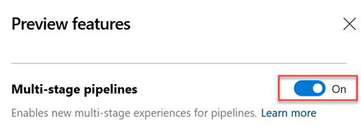 Esperienza utente delle pipeline a più fasi.