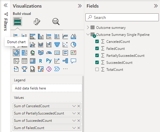 Screenshot delle selezioni dei campi di visualizzazione per tutti i report di esecuzione della pipeline. 