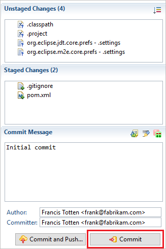 Eseguire il commit del codice con Git in Eclipse