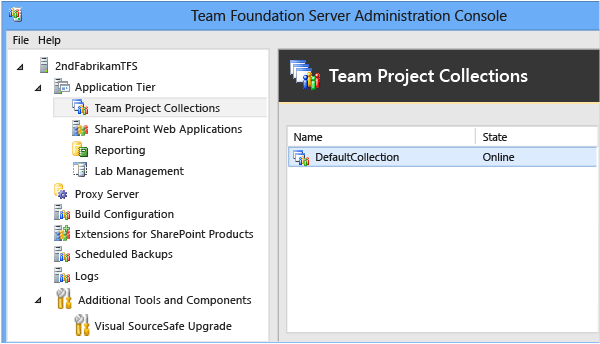 La console di amministrazione di TFS non mostra scollegata