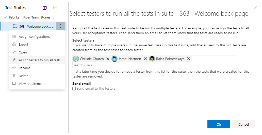 Assegnazione di tester per l'esecuzione di tutti i test