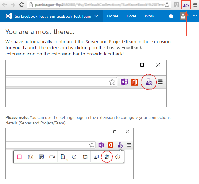 Screenshot che mostra la conferma che l'estensione è stata configurata automaticamente.