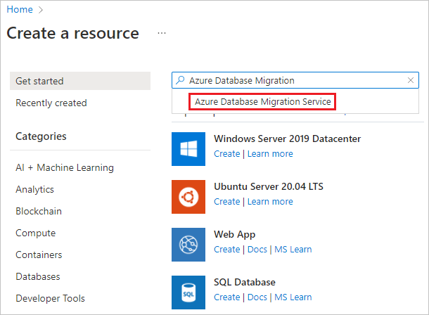 Screenshot di Azure Marketplace.