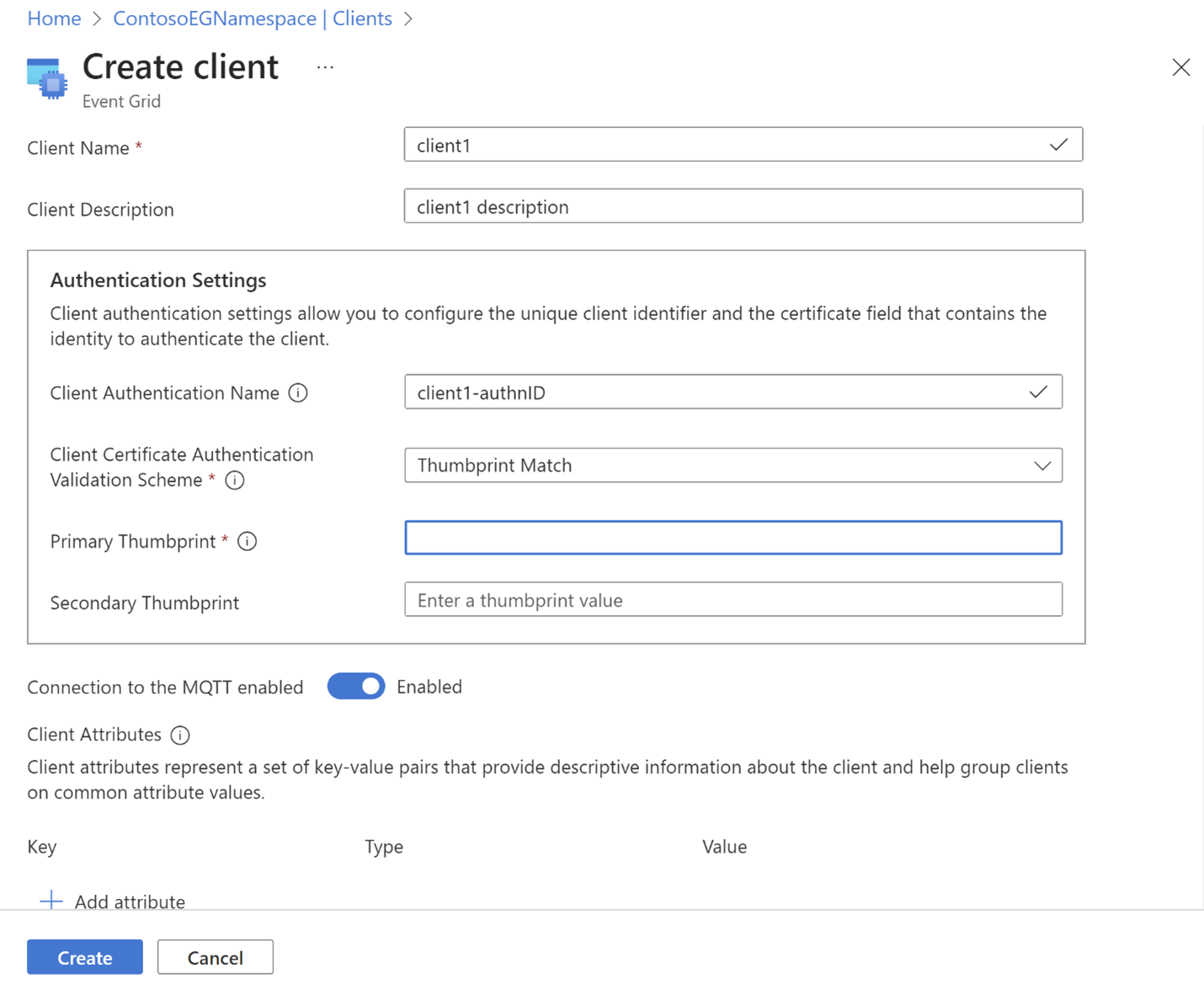 Screenshot che mostra i metadati client con lo schema di autenticazione identificazione personale.