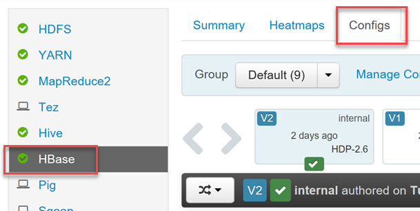 Configurazioni di Apache Ambari HBase.