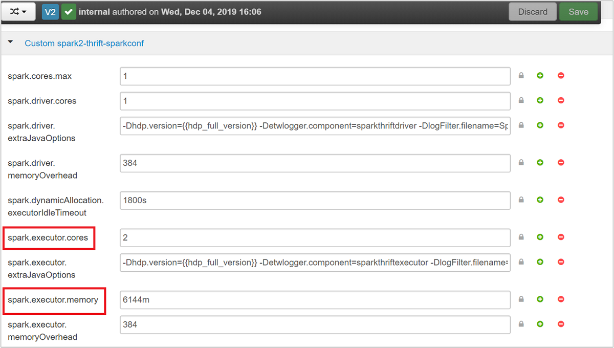 Configurare il parametro del server Spark Thrift.