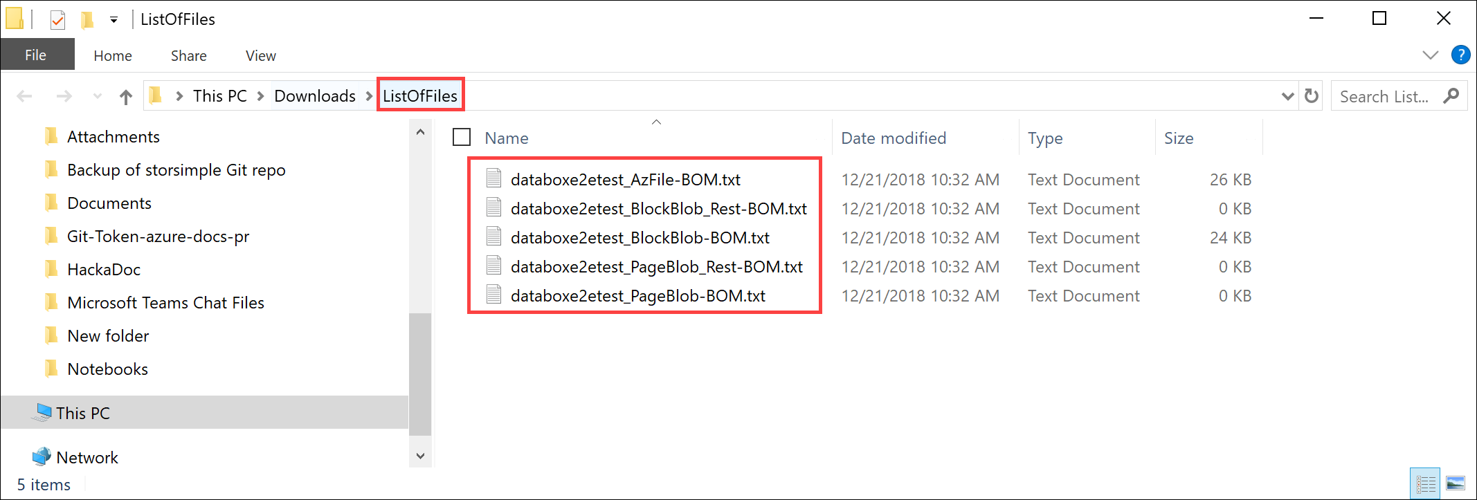 Scaricare l'elenco di file o file distinta base