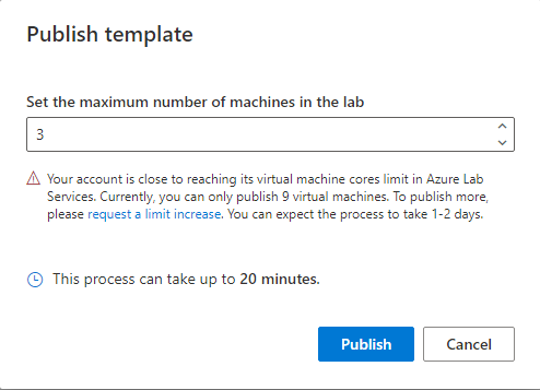 Ritaglio di schermata della finestra di conferma per l'azione di pubblicazione di Azure.