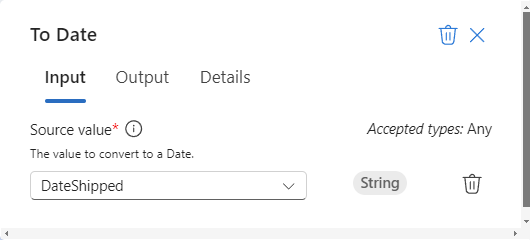 Screenshot che mostra la scheda Input per la funzione denominata To Date.