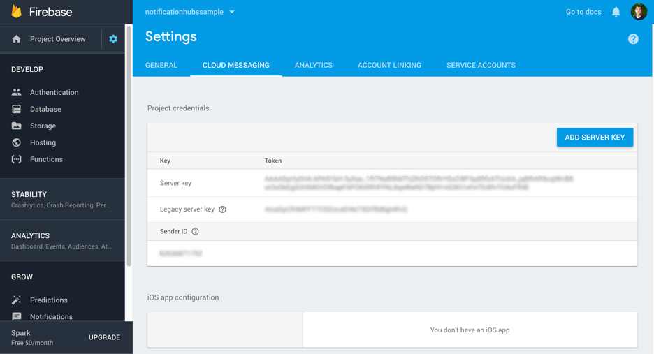 Chiave server Firebase