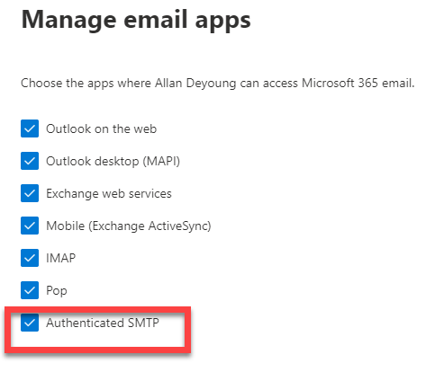 Interfaccia di amministrazione - Impostazione SMTP