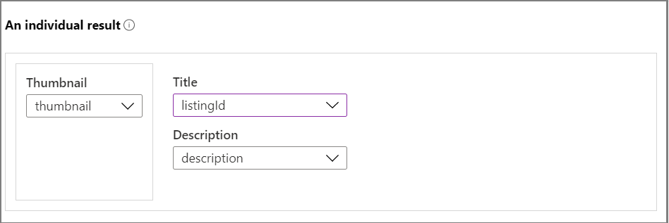 configurare i risultati per i dati di esempio