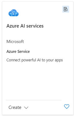 Screenshot dell'offerta Servizi di intelligenza artificiale di Azure in Azure Marketplace.