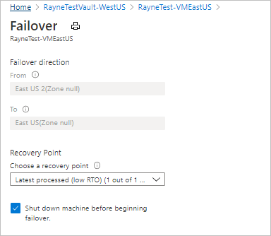 Pagina impostazioni failover