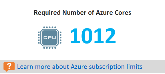 Required number of Azure cores (Numero di core Azure necessari)