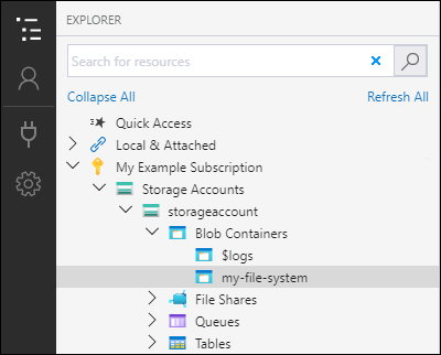 Archiviazione di Microsoft Azure Explorer - Contenitore creato