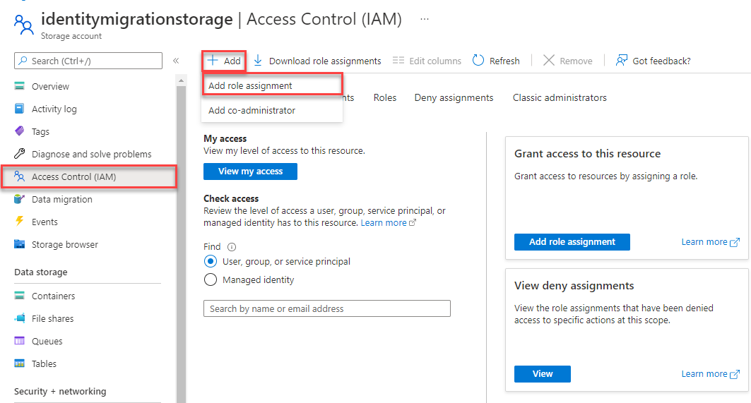 A screenshot showing how to assign a role.