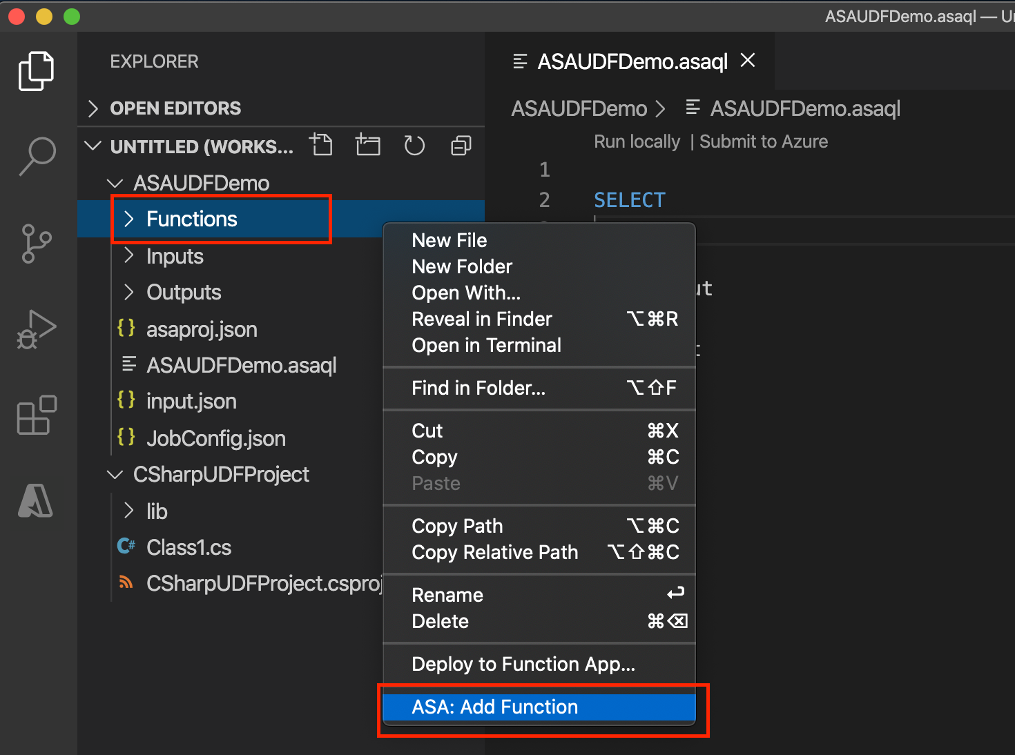 Aggiungere una nuova funzione nel progetto di Analisi di flusso di Azure