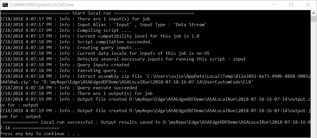 Eseguire il processo di Analisi di flusso di Azure in locale con Visual Studio