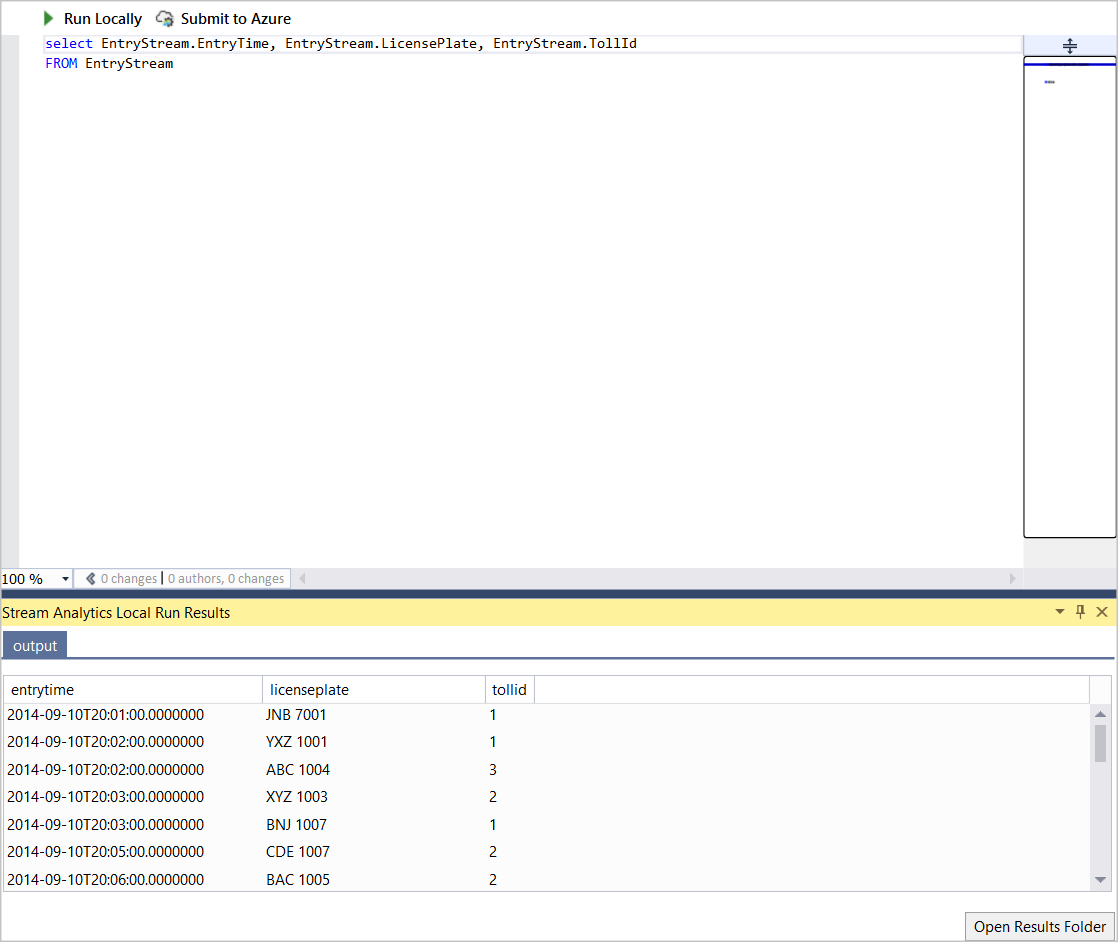 Output in formato tabella