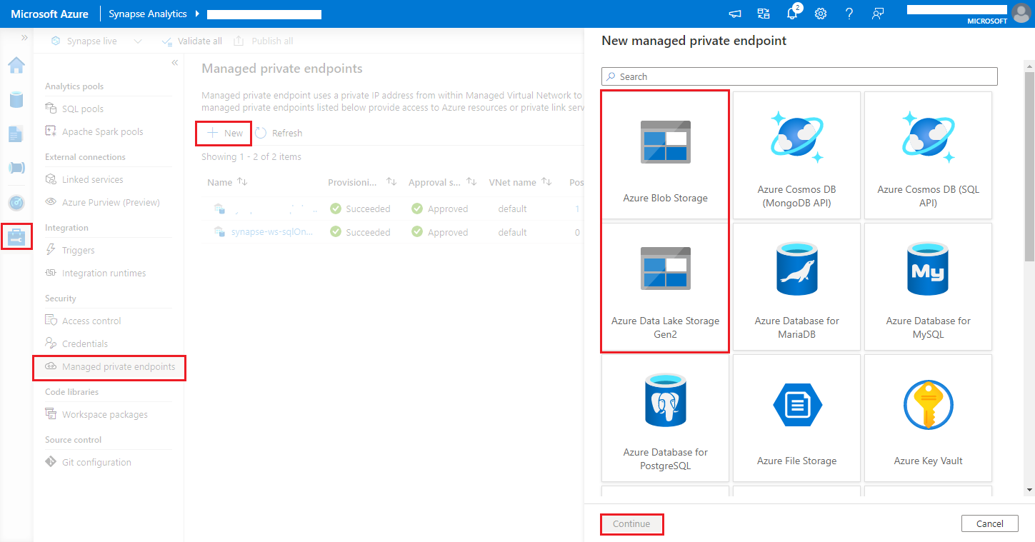 Creare un endpoint privato gestito 1